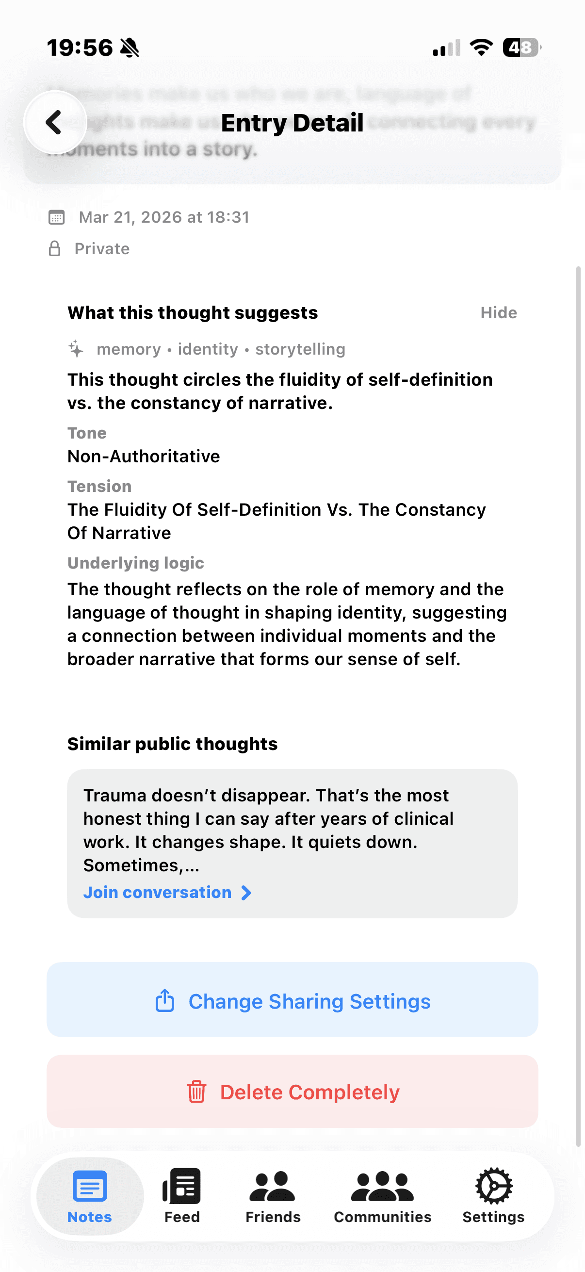 Entry with AI analysis in LOT